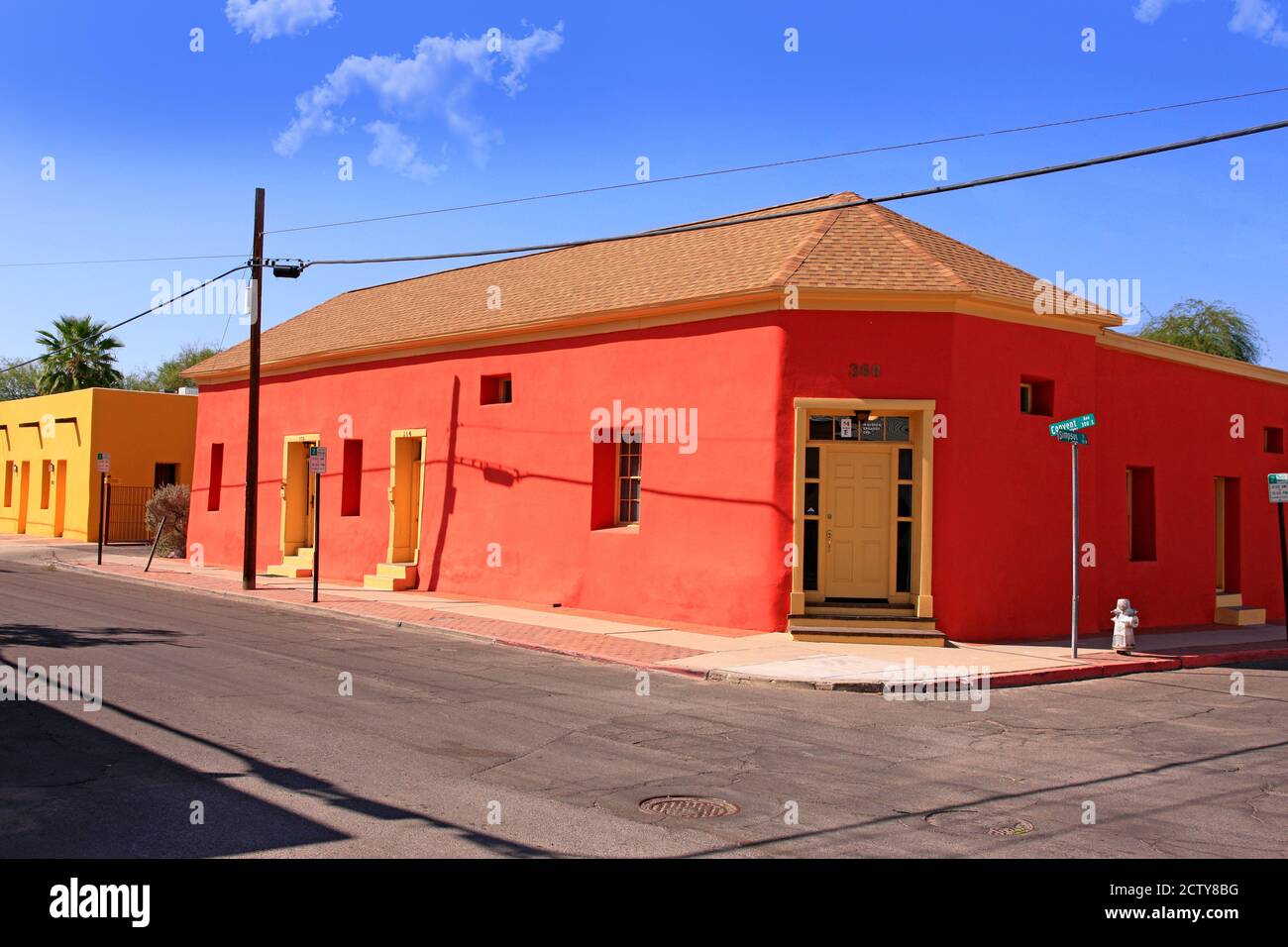Traditional historic architecture in the Armory Park neighborhood of Tucson, Arizona Stock Photo
