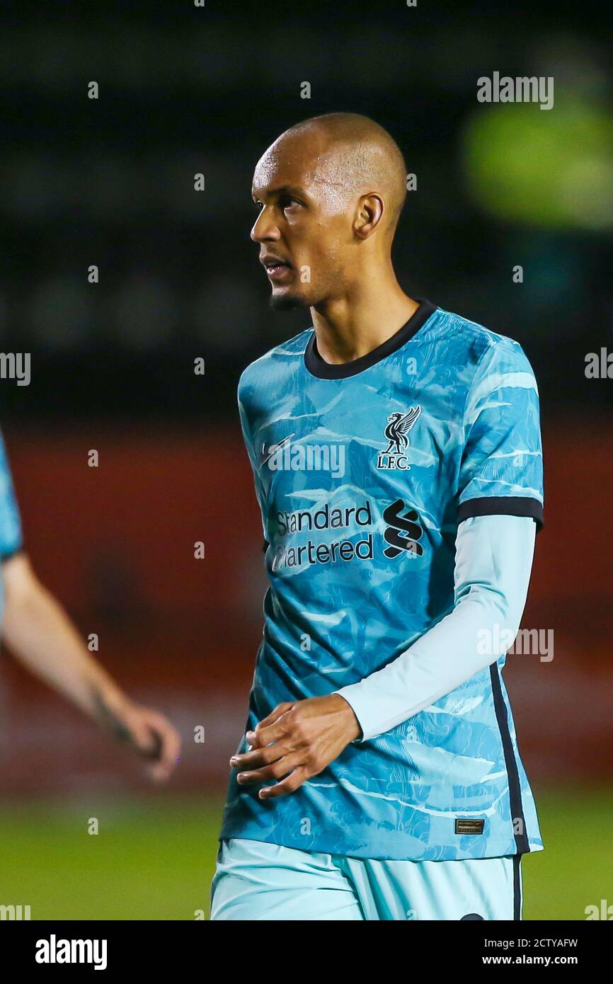 Liverpool midfielder Fabinho during the English League Cup, EFL Carabao Cup, football match between Lincoln City and Liverpool on September 24, 2020 a Stock Photo