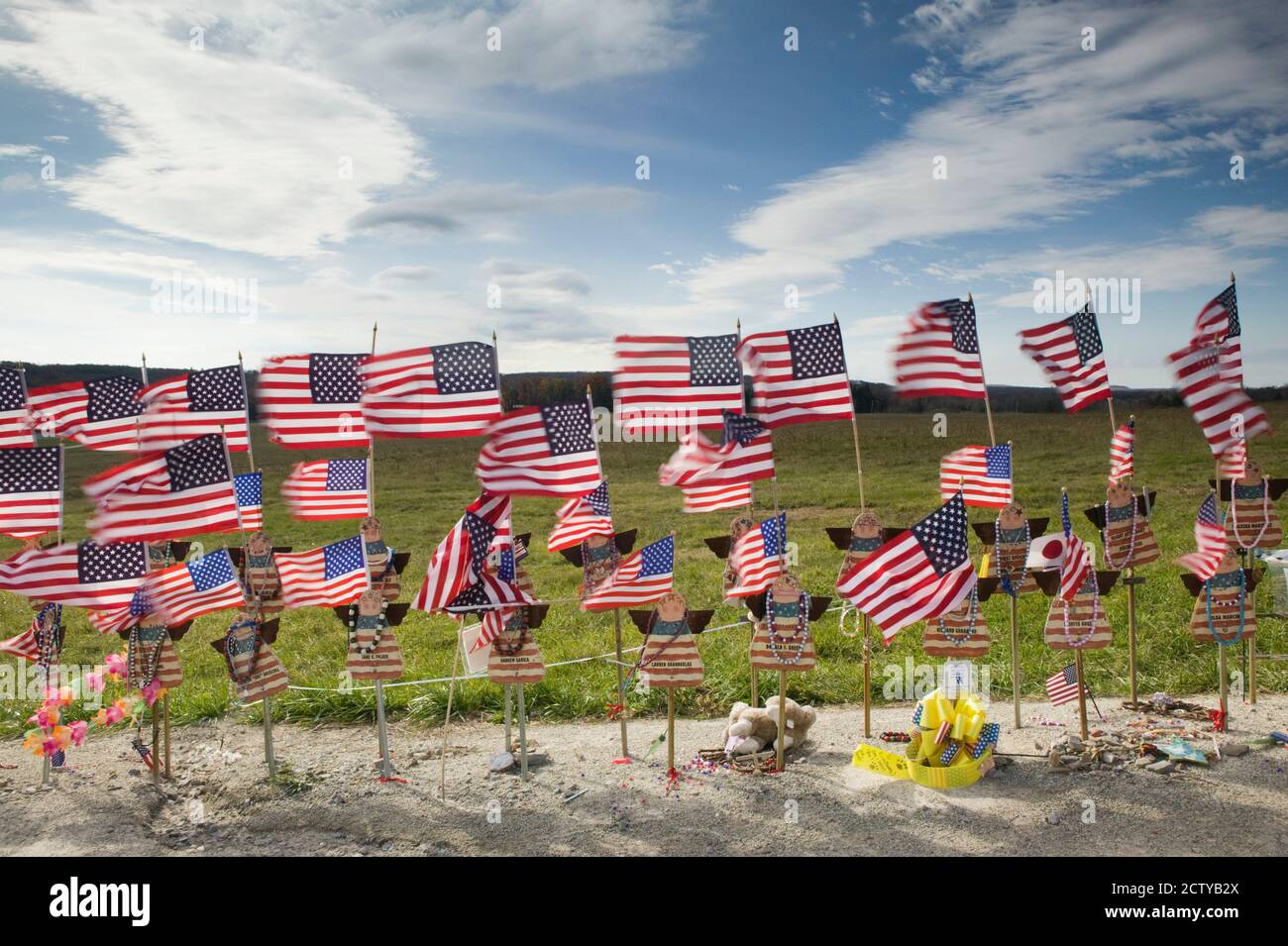 Temporary memorial to the victims of terrorist air crash on 9/11, Flight 93 National Memorial, Shanksville, Pennsylvania, USA Stock Photo