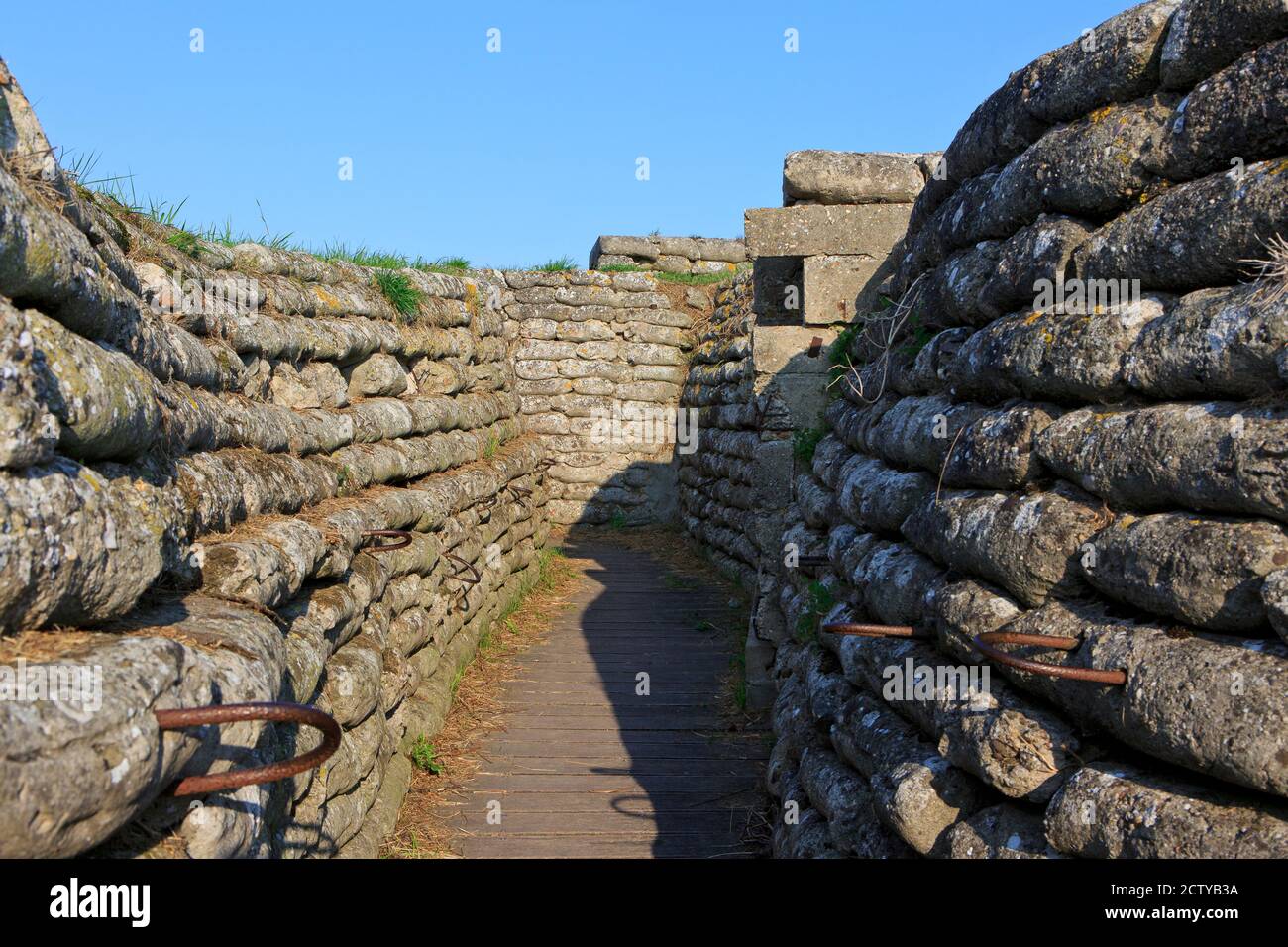 Trench at the Dodengang (Trench of Death) in Diksmuide, Belgium, where the Battle of the Yser took place in October 1914 Stock Photo