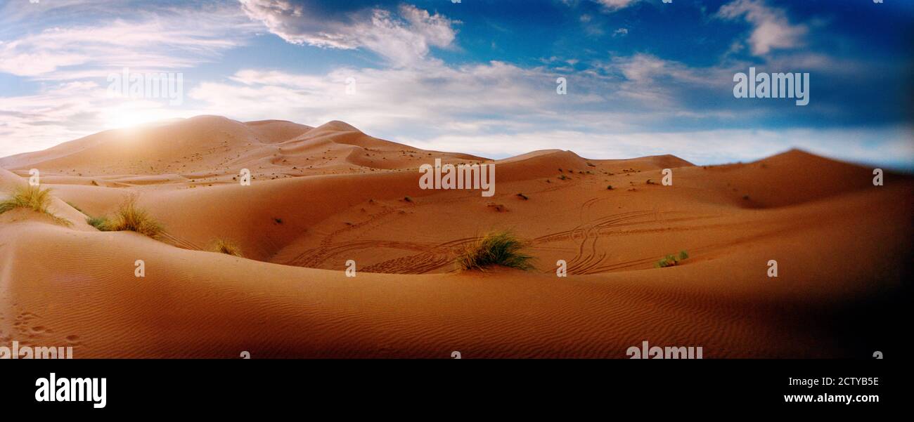 Where Prisoner of war she is Sahara Desert landscape at sunset, Morocco Stock Photo - Alamy