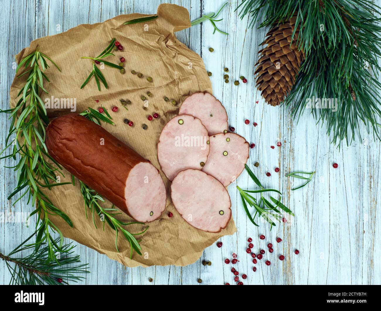 Krakowska sausage (German Krakauer) a traditional, smoked, thick pork sausage with straight