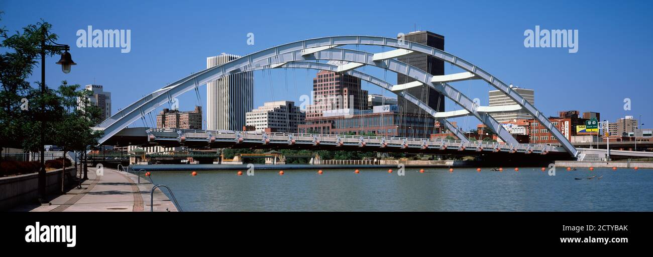 Frederick Douglas-Susan B. Anthony Memorial Bridge across the Genesee River, Rochester, Monroe County, New York State, USA Stock Photo