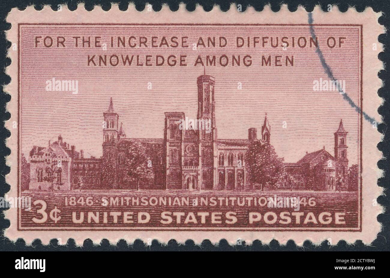 'Cancelled Stamp From The United States Featuring The Smithsonian Institution In Washington DC, USA.' Stock Photo