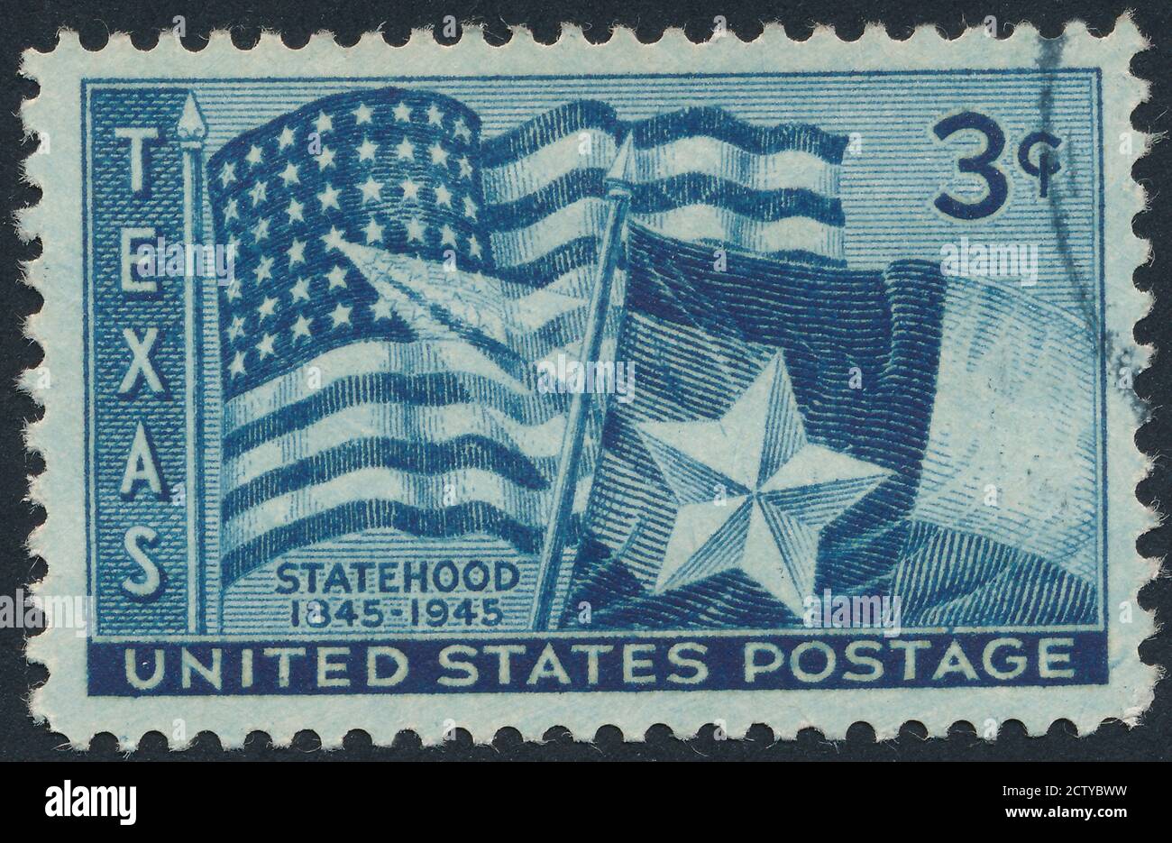 Texas Stamp stock photo.Cancelled Stamp From The United States Featuring The State Of Texas Stock Photo