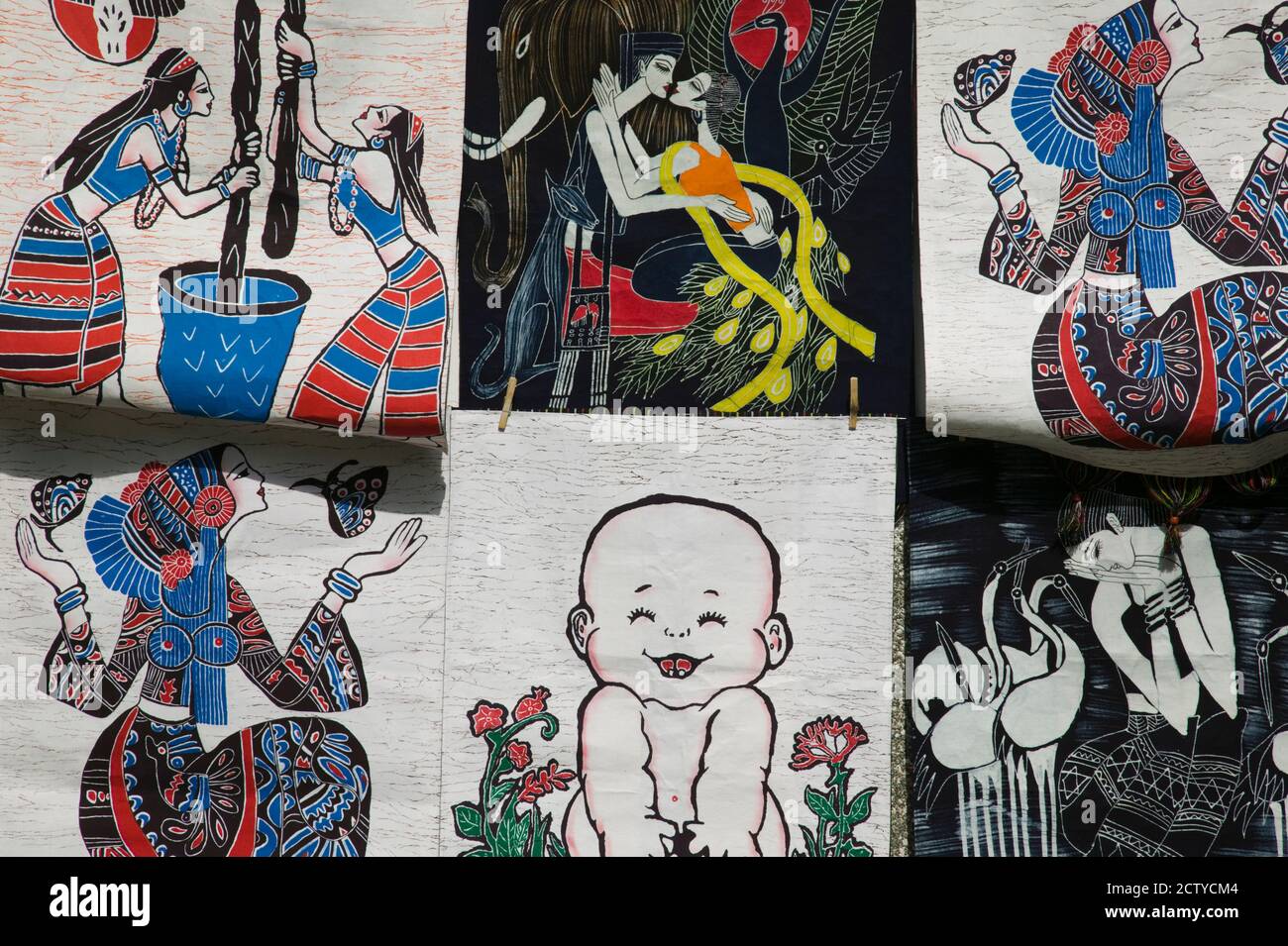 Fabric items for sale, Dali, Yunnan Province, China Stock Photo