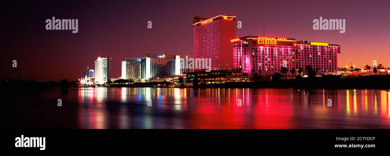 Casinos at the waterfront, Laughlin, Clark County, Nevada, USA Stock Photo