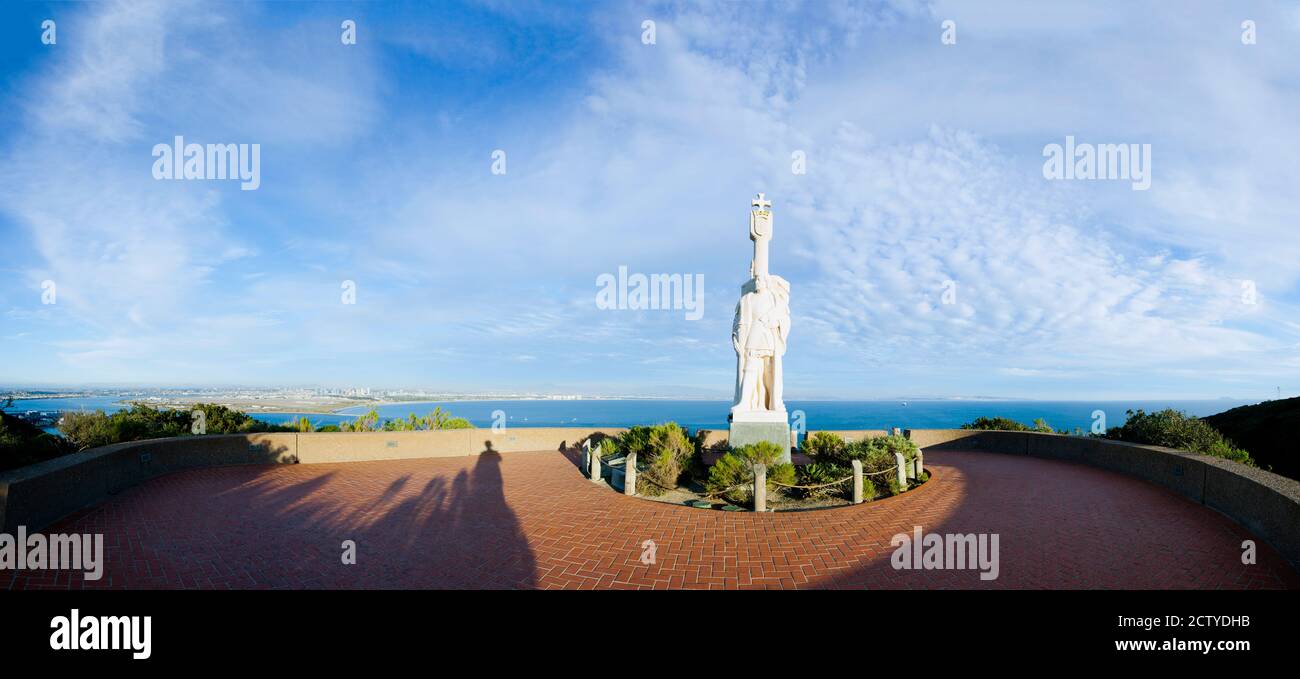Monument on the coast, Cabrillo National Monument, Point Loma, San Diego, San Diego Bay, San Diego County, California, USA Stock Photo