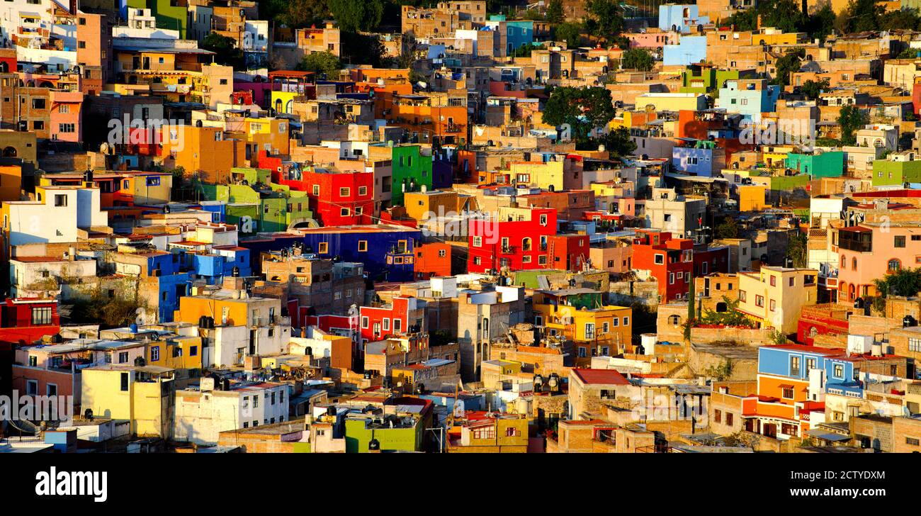 Houses in a city, Guanajuato, Mexico Stock Photo