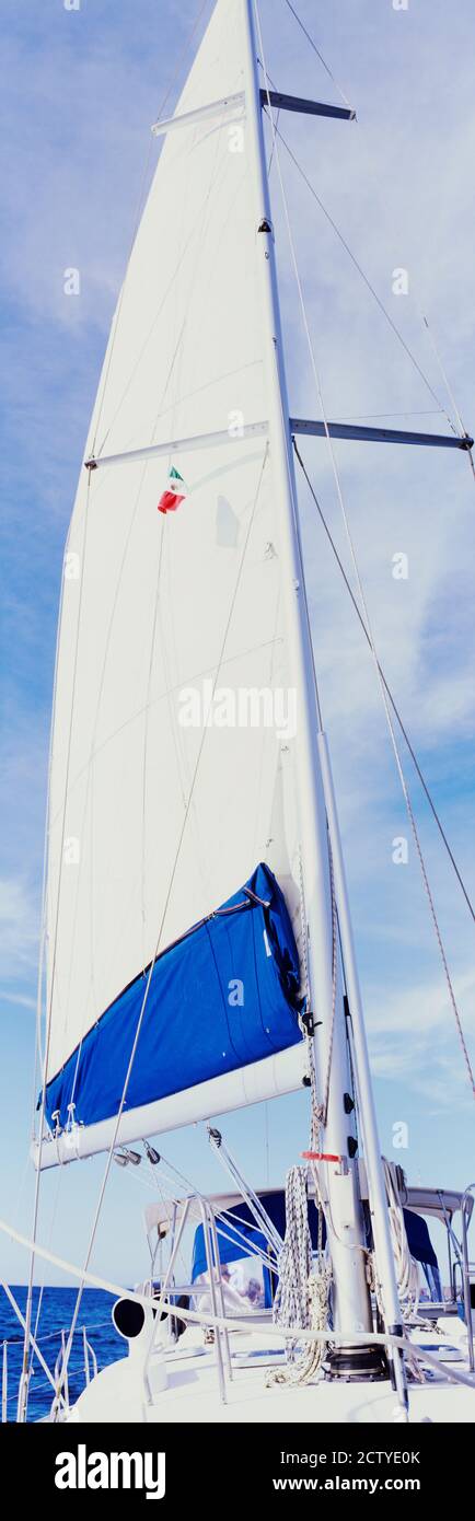 Sailboat in the sea, Gulf of California, La Paz, Baja California Sur, Mexico Stock Photo