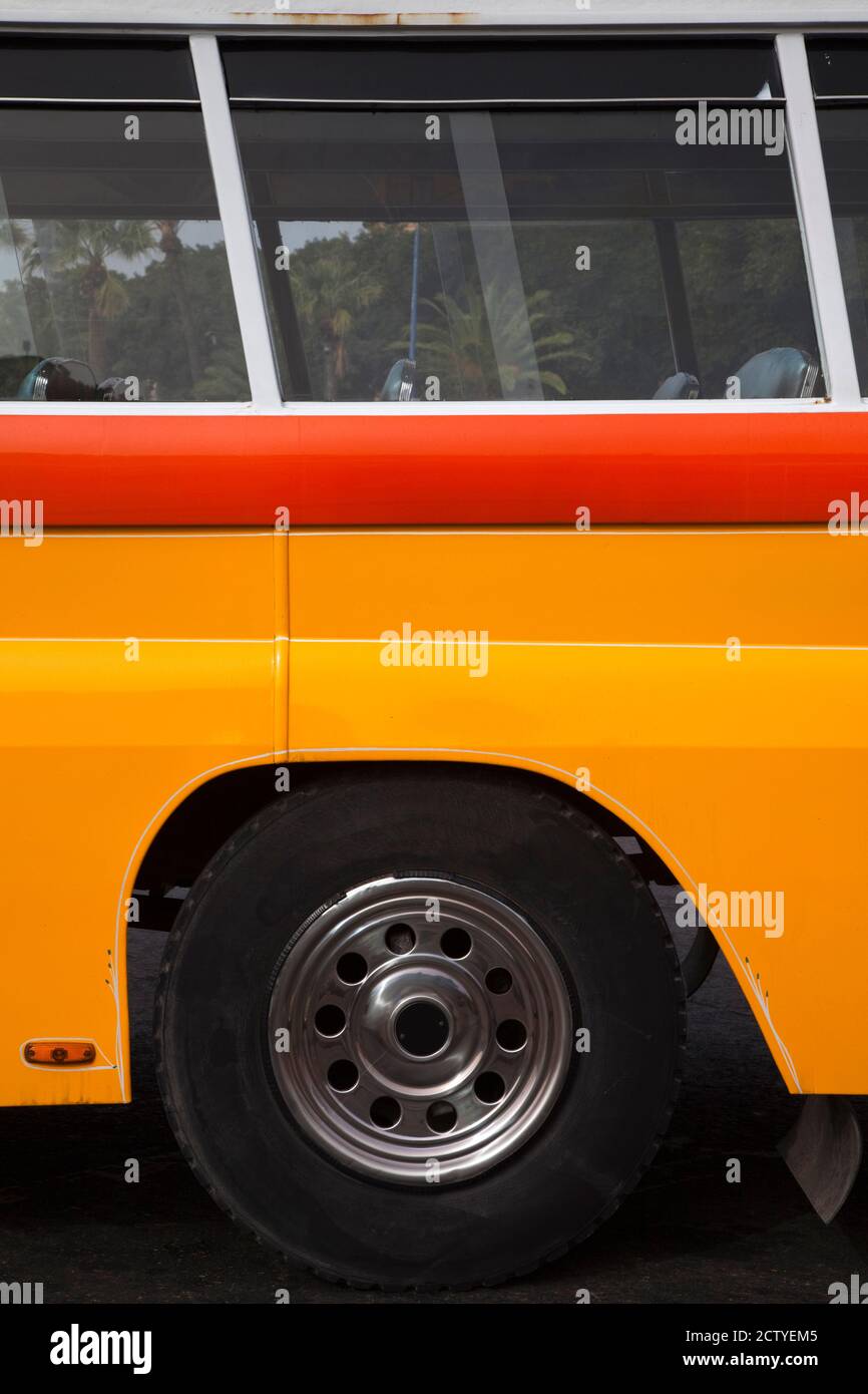 Detail of a Maltese Bus, Valletta, Malta Stock Photo