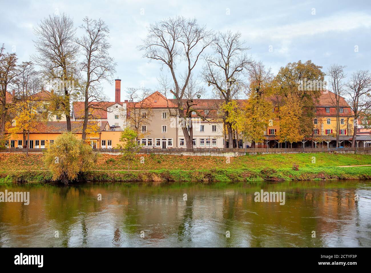 Danube riverside with residential district in the autumn Stock Photo ...