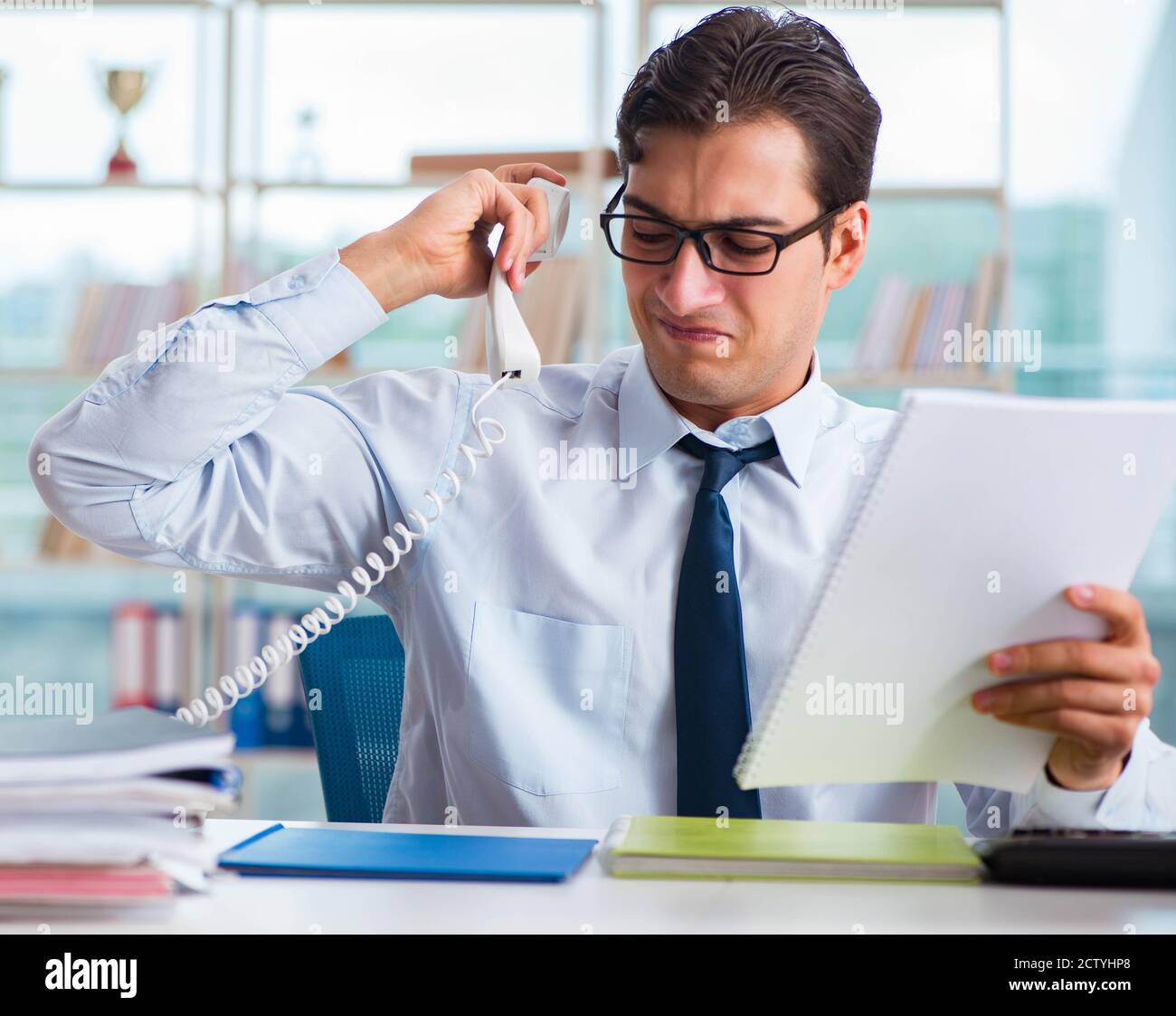 The businessman suffering from excessive armpit sweating Stock Photo Alamy