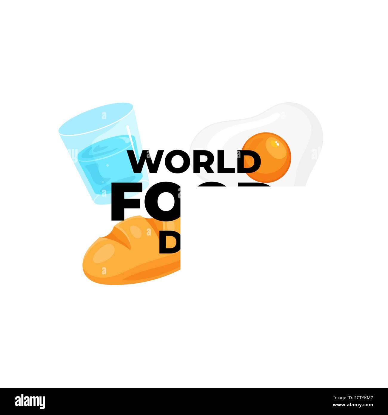 World food day celebration text on beard egg drink water vector illustration for world food day poster background concept design Stock Vector