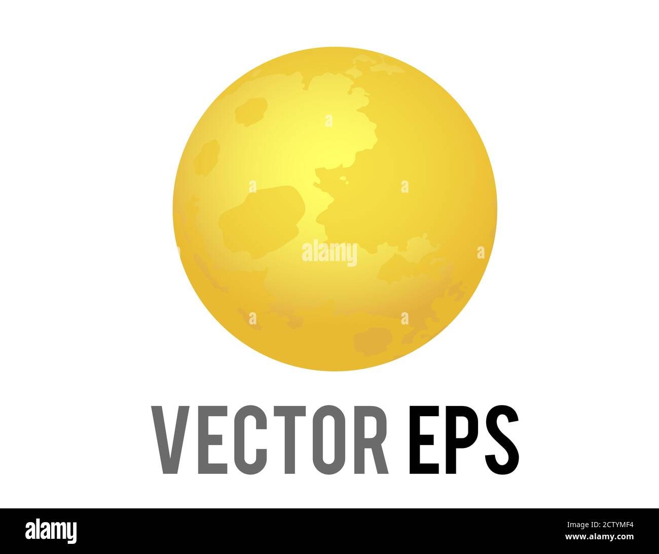 The isolated vector golden yellow full moon icon, depicts as a full, cratered disc, completely illuminated by sun Stock Vector