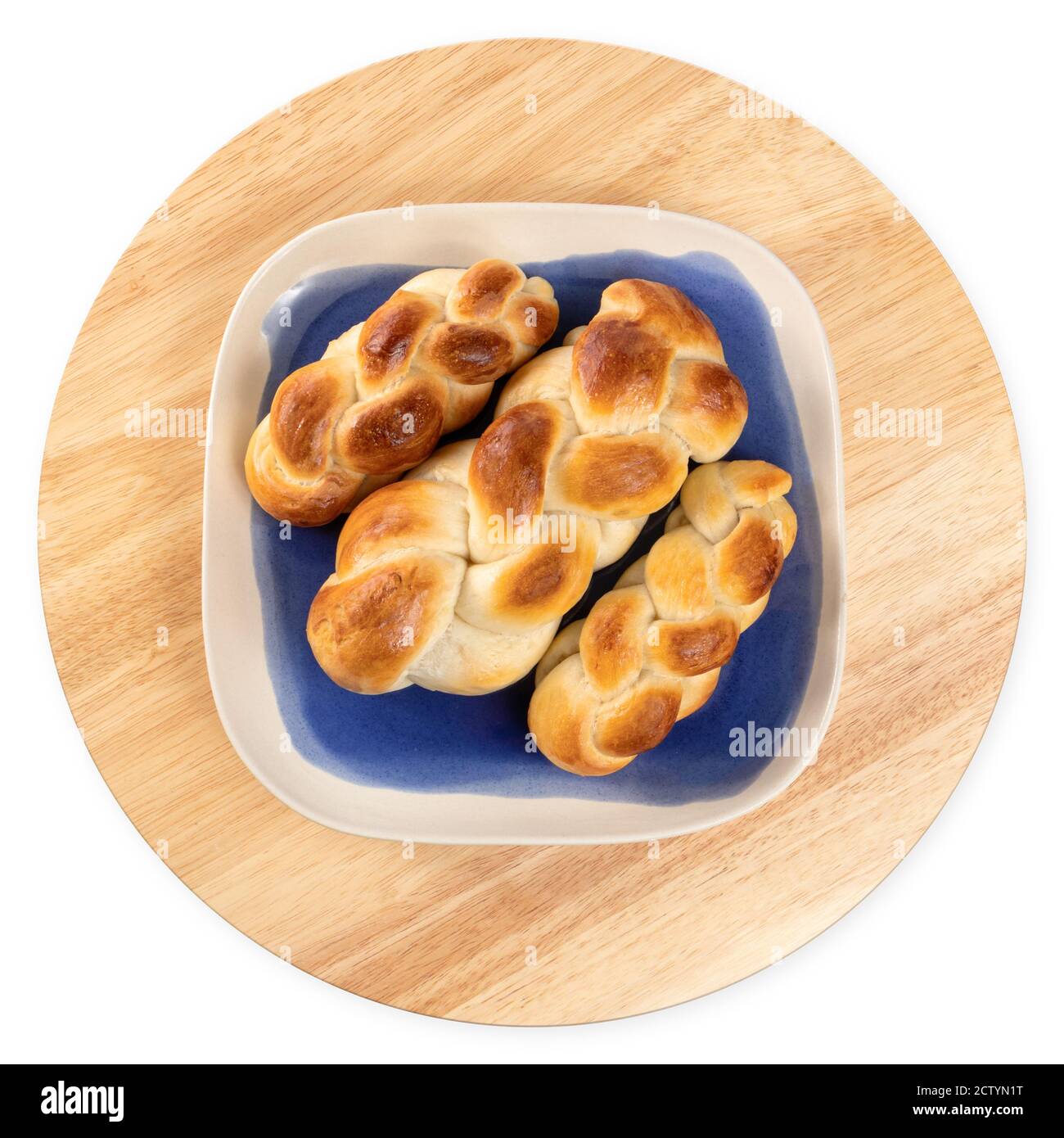 Round bread on blue Cut Out Stock Images Pictures Alamy