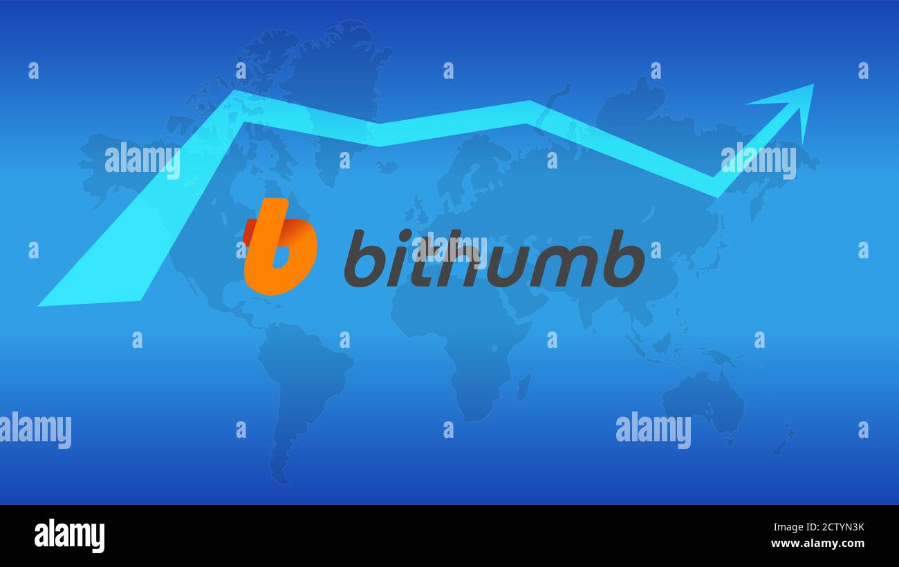Bithumb cryptocurrency stock market name with logo on abstract digital  background. Crypto stock exchange for news and media Stock Photo - Alamy