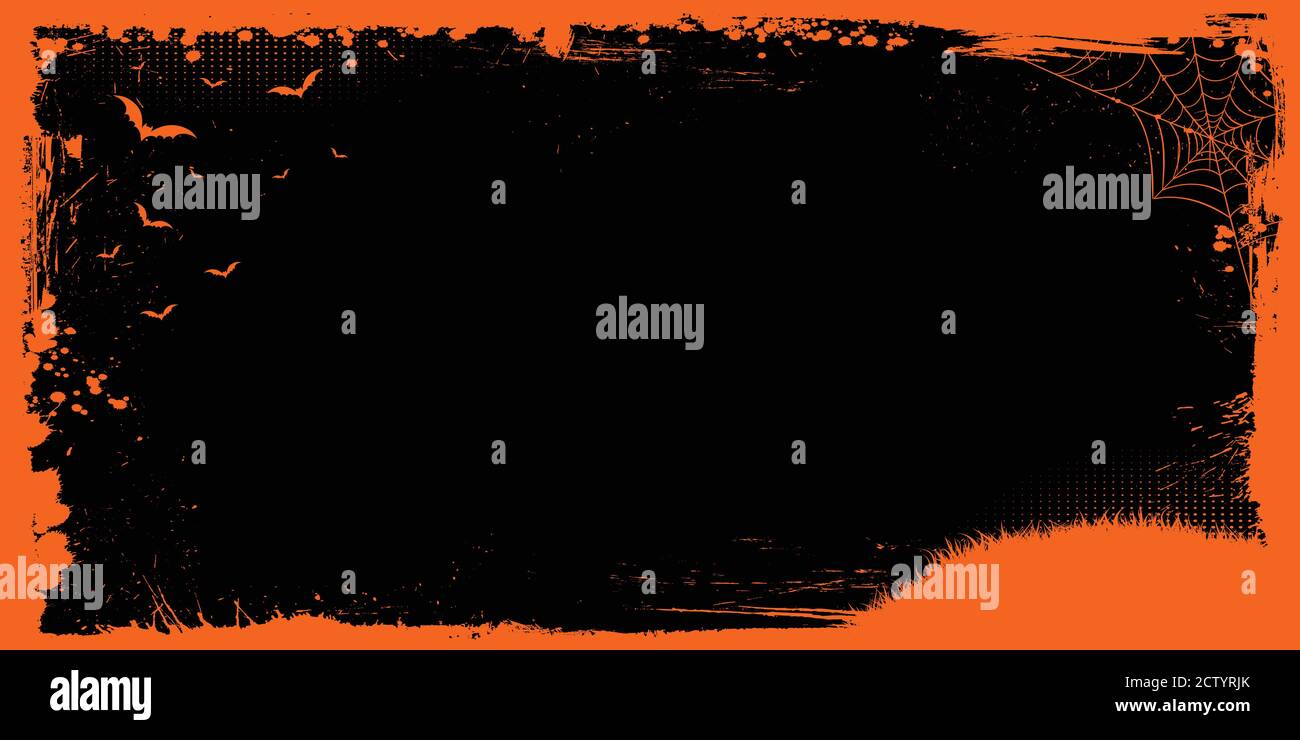 Horizontal vector Halloween black banner template background with ...