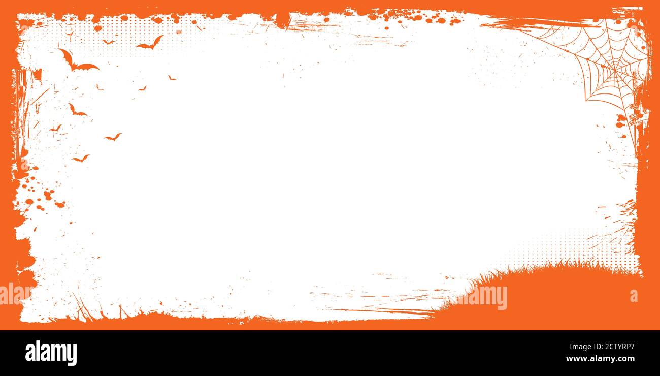 Horizontal vector Halloween banner template background with orange ...