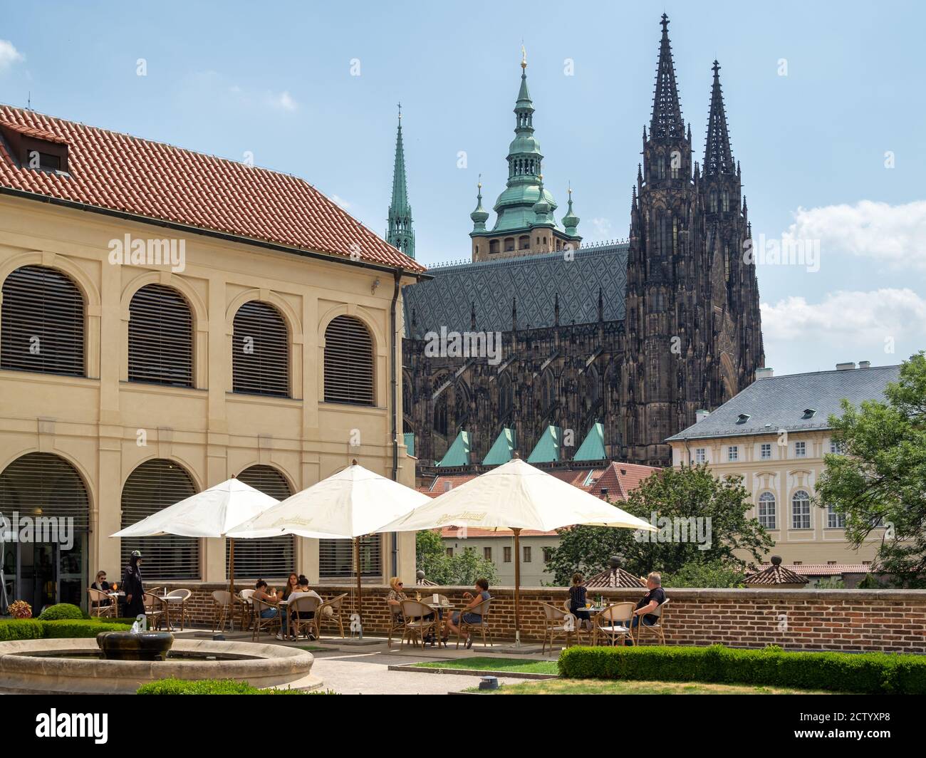 PRAGUE, CZECH REPUBLIC: Outdoor terrace Cafe at Prague Castle Riding School Stock Photo
