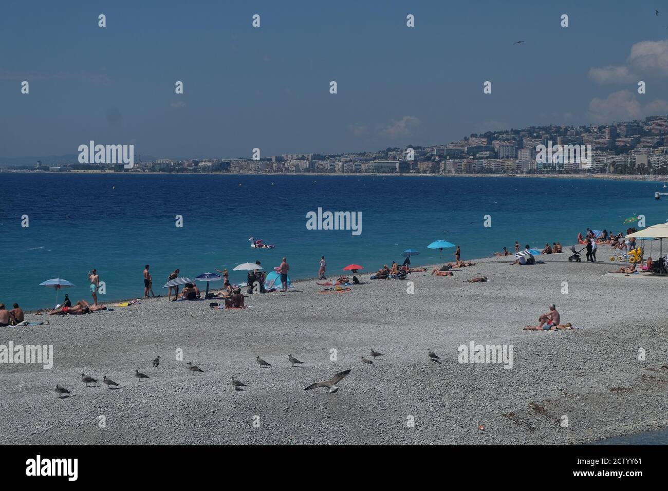 Beach in Nizza, Cote d'Azur, France Stock Photo
