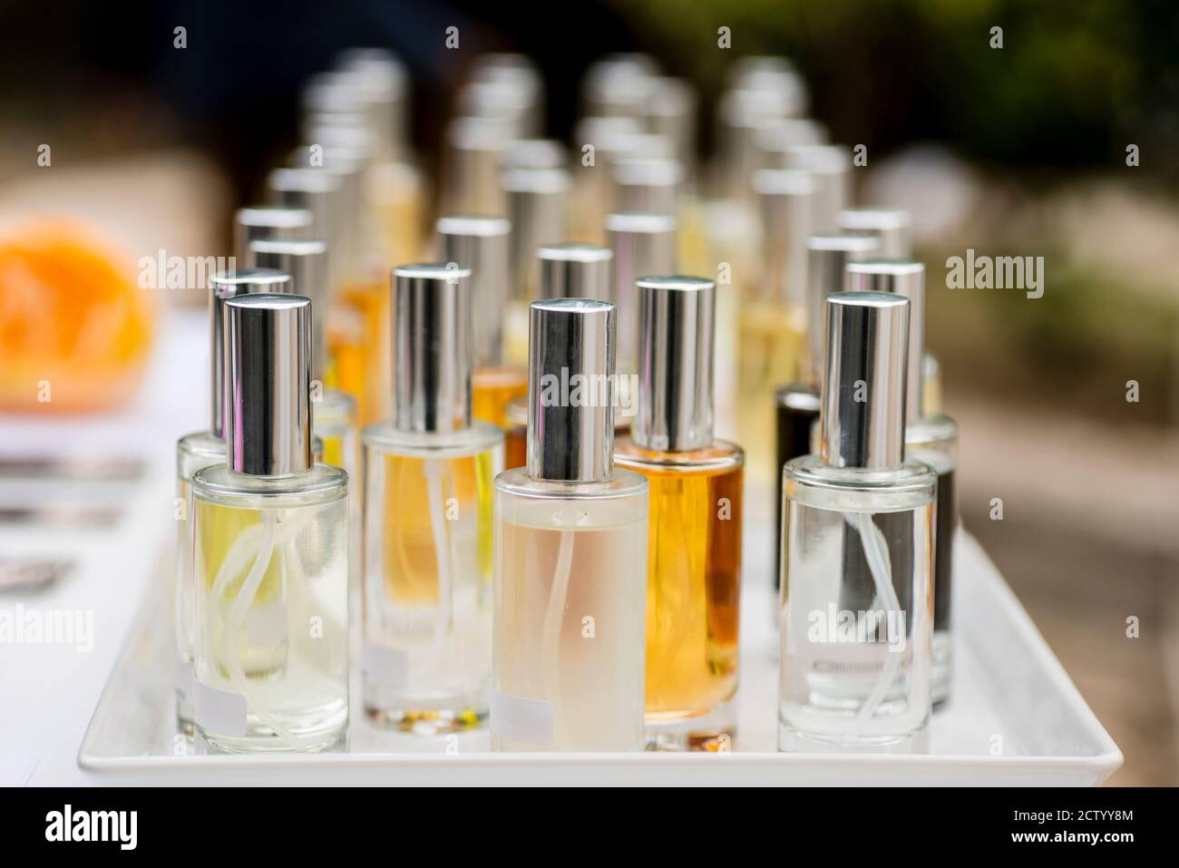 Perfume testers and sprays for scent recognition and culture Stock