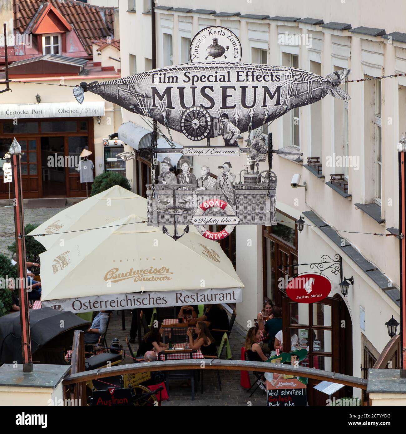 PRAGUE, CZECH REPUBLIC:  Entrance and sign to the Karel Zeman Special Effects Film Museum Stock Photo