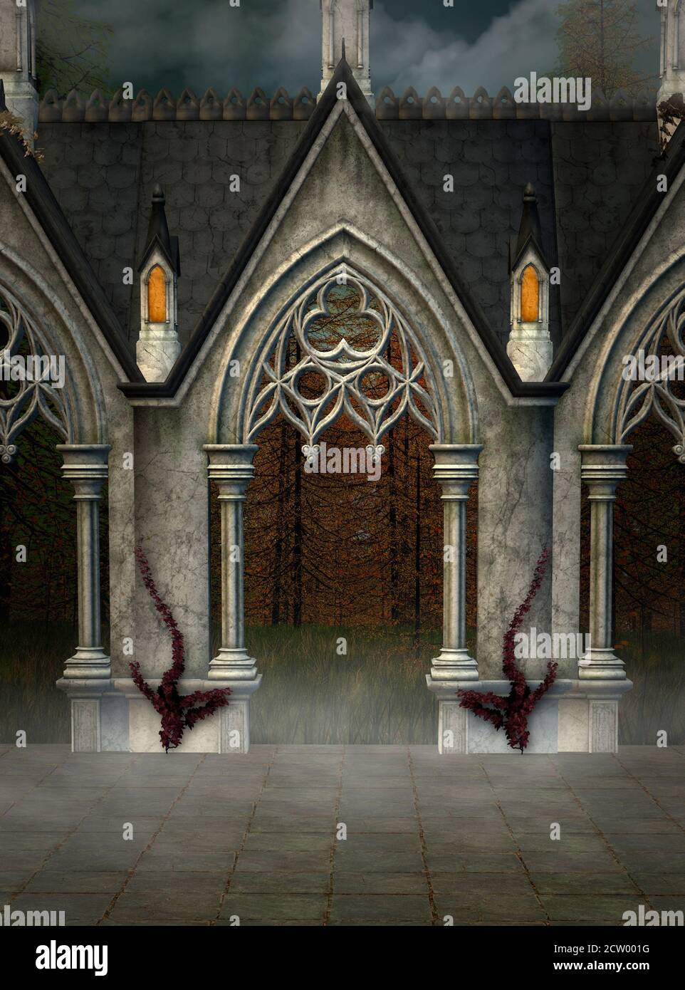 Gothic portal of a medieval building Stock Photo