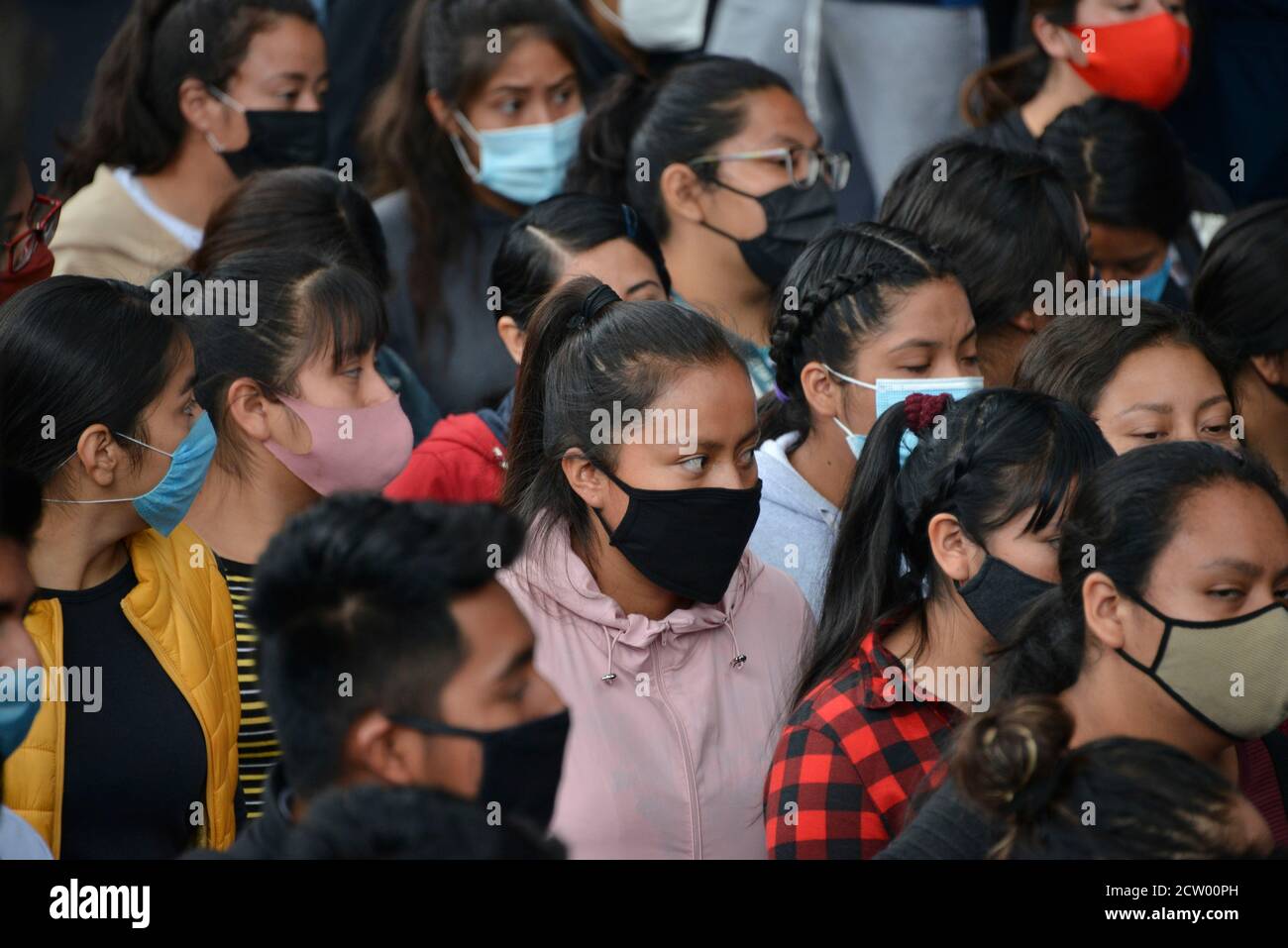 Mexico City, Mexico. 25th Sep, 2020. MEXICO CITY, MEXICO - SEPTEMBER 25: A person joins a protest to commemorate the 6th anniversary of the 43 students of normal school who disappeared on September 26, 2014. Relatives of the 43 students of Ayotzinapa during a demonstration outside of at General Prosecutor of the Republic to demand justice for the 43 students of the 'Raul Isidro Burgos' Rural Normal School of Ayotzinapanon September 25, 2020 in Mexico City, Mexico. Credit: Carlos Tischler/Eyepix Group/The Photo Access Credit: The Photo Access/Alamy Live News Stock Photo