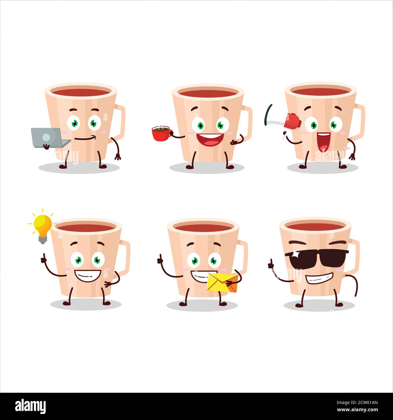 Thanksgiving tea cartoon character with various types of business ...