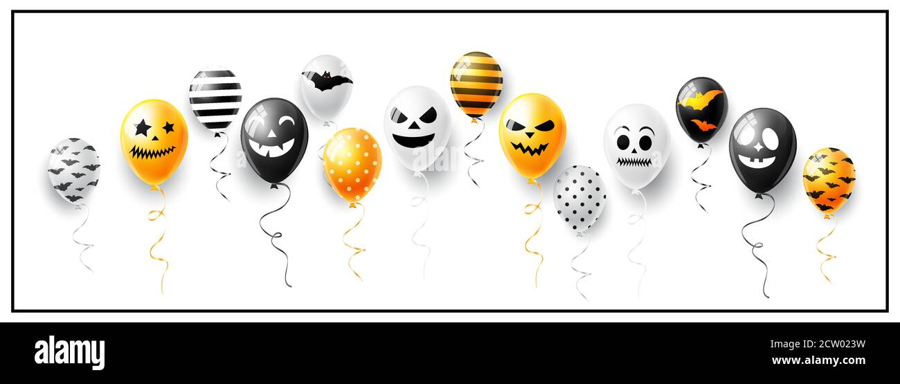Orange Balloon with Drawing of Scared Face on Background. Halloween Party  Stock Photo - Image of creepy, hallows: 159897350