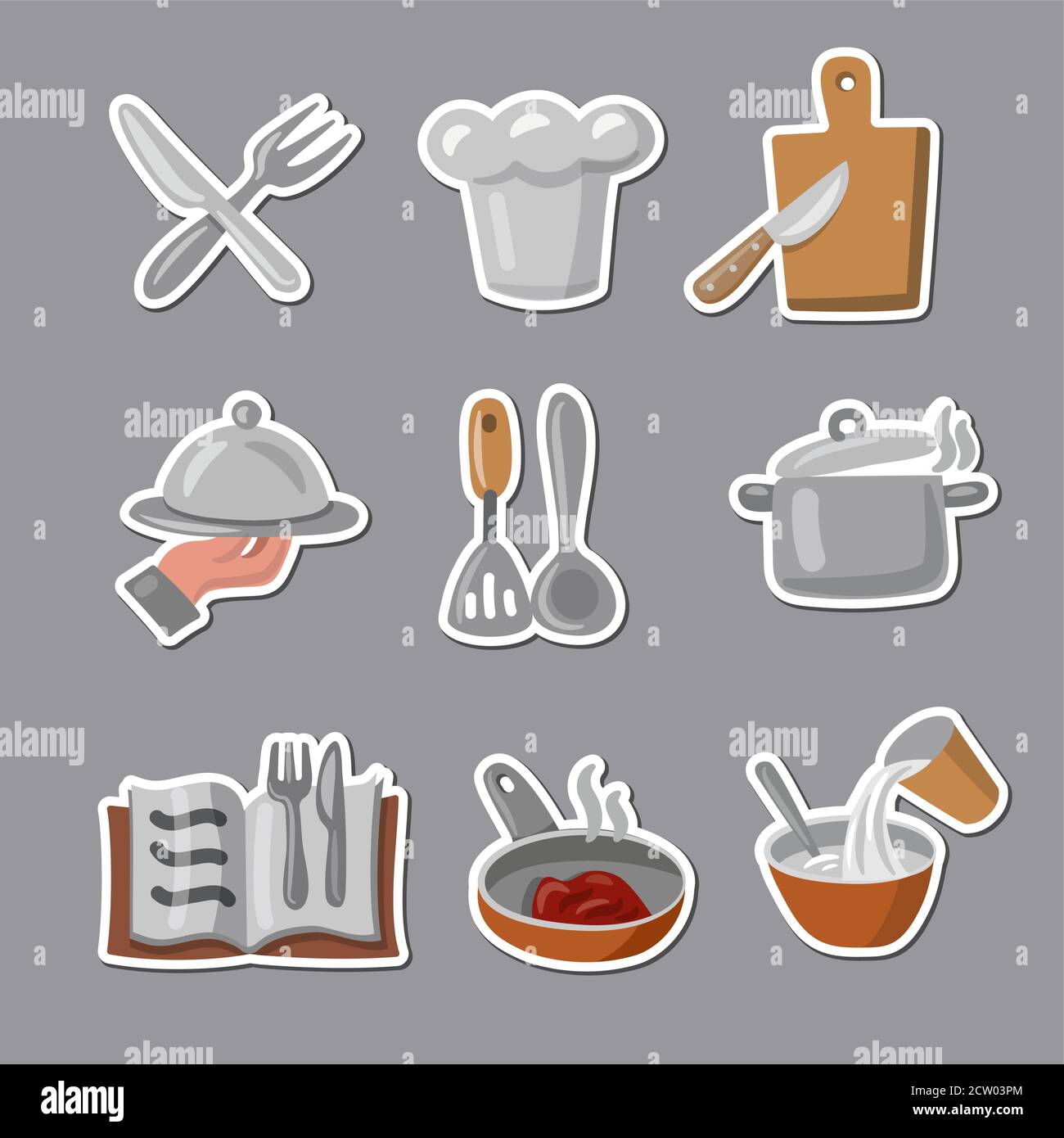 https://c8.alamy.com/comp/2CW03PM/illustration-of-the-cooking-and-preparation-food-cartoon-stickers-set-2CW03PM.jpg