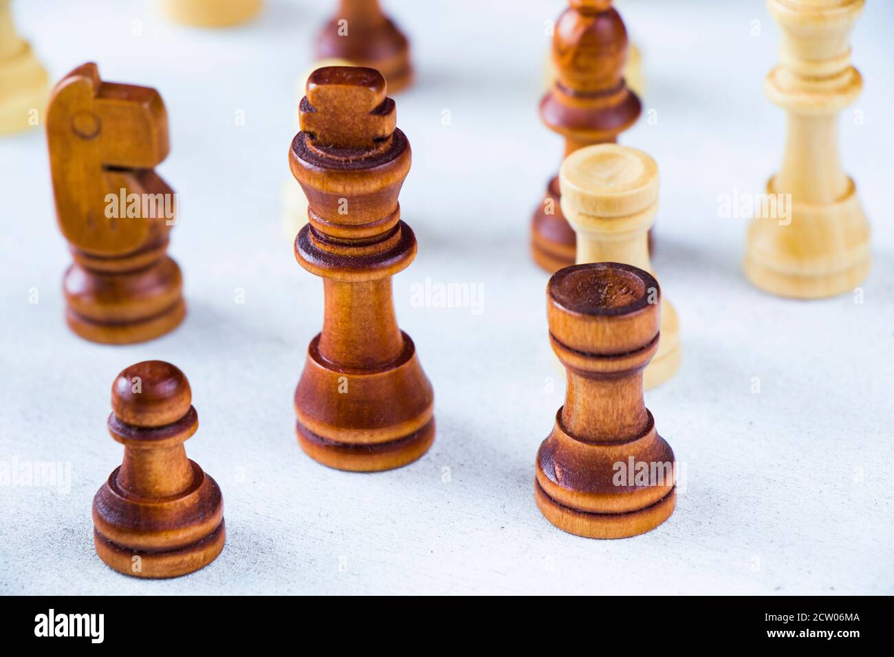 Checkmate and chess figures close-up, boardgame Stock Photo - Alamy