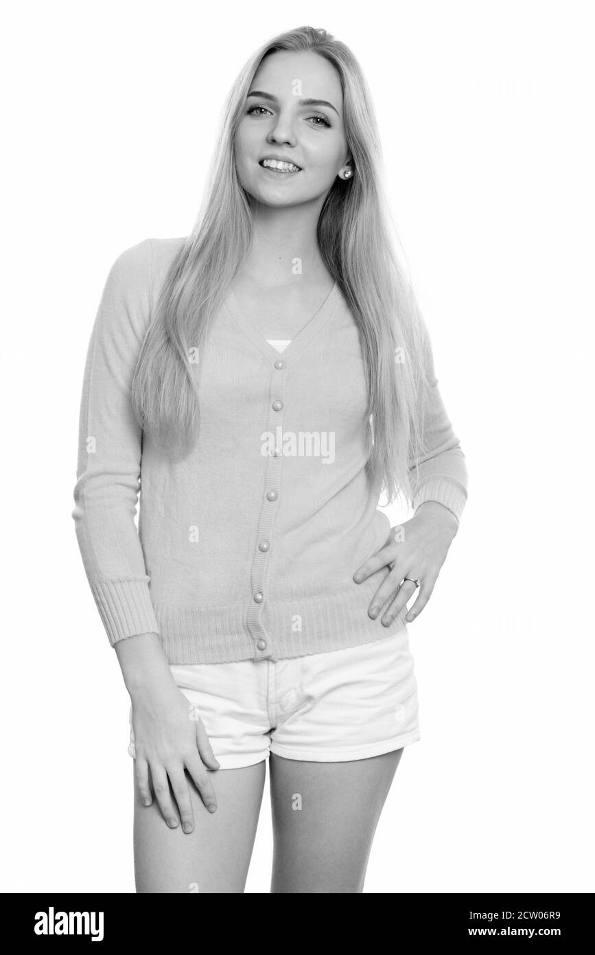 Studio shot of young happy teenage girl smiling Stock Photo - Alamy