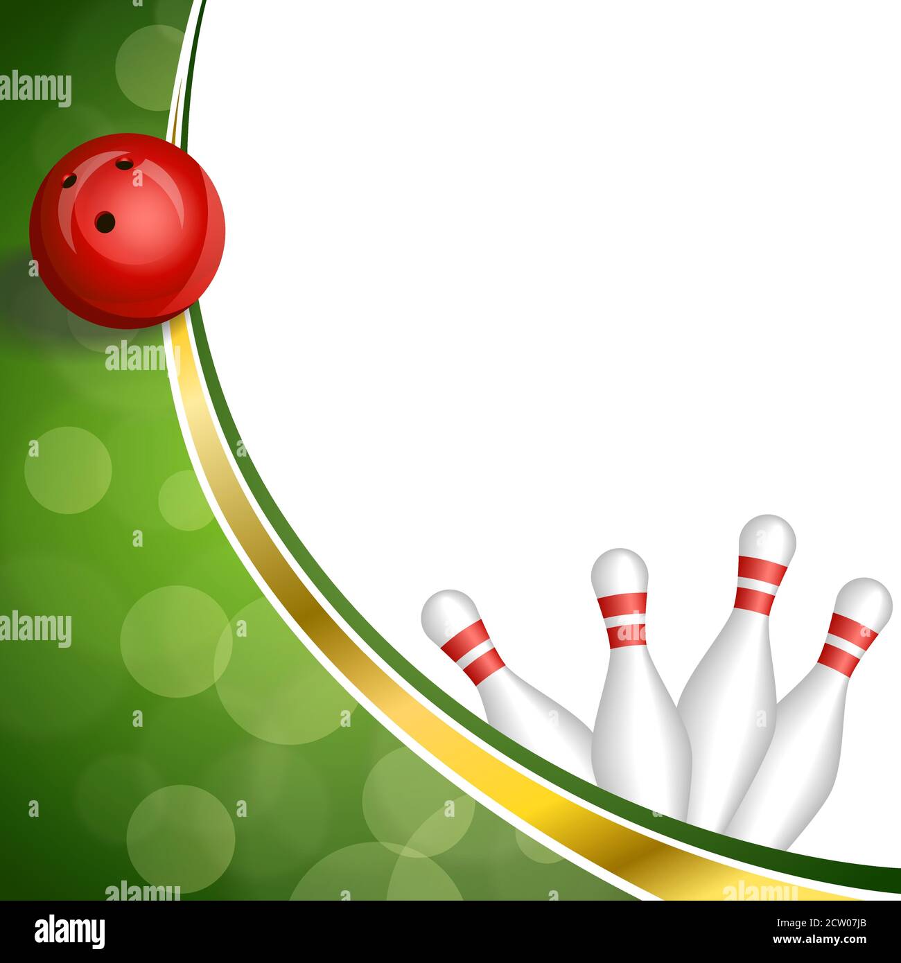 Background abstract green gold ribbon bowling red ball illustration vector ...