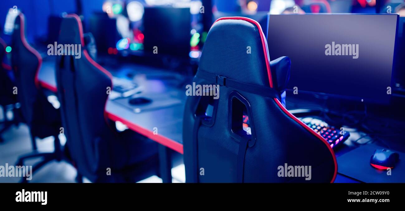 Professional gamers cafe room with powerful personal computer game ...