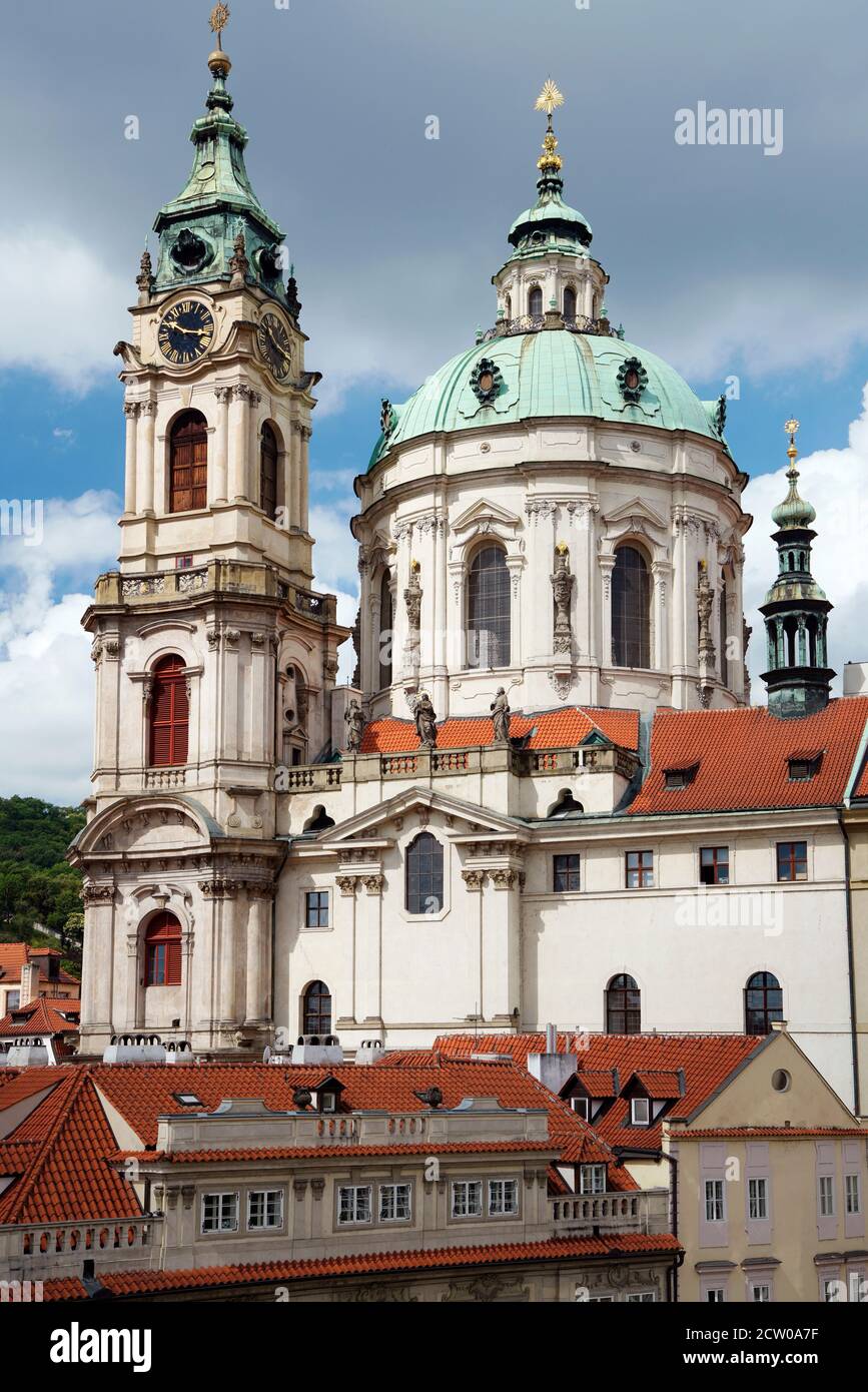 St Nicholas Church, Old Town Square, Prague, Czech Republic, Europe Stock Photo
