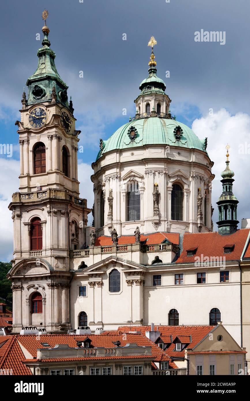 St Nicholas Church, Old Town Square, Prague, Czech Republic, Europe Stock Photo