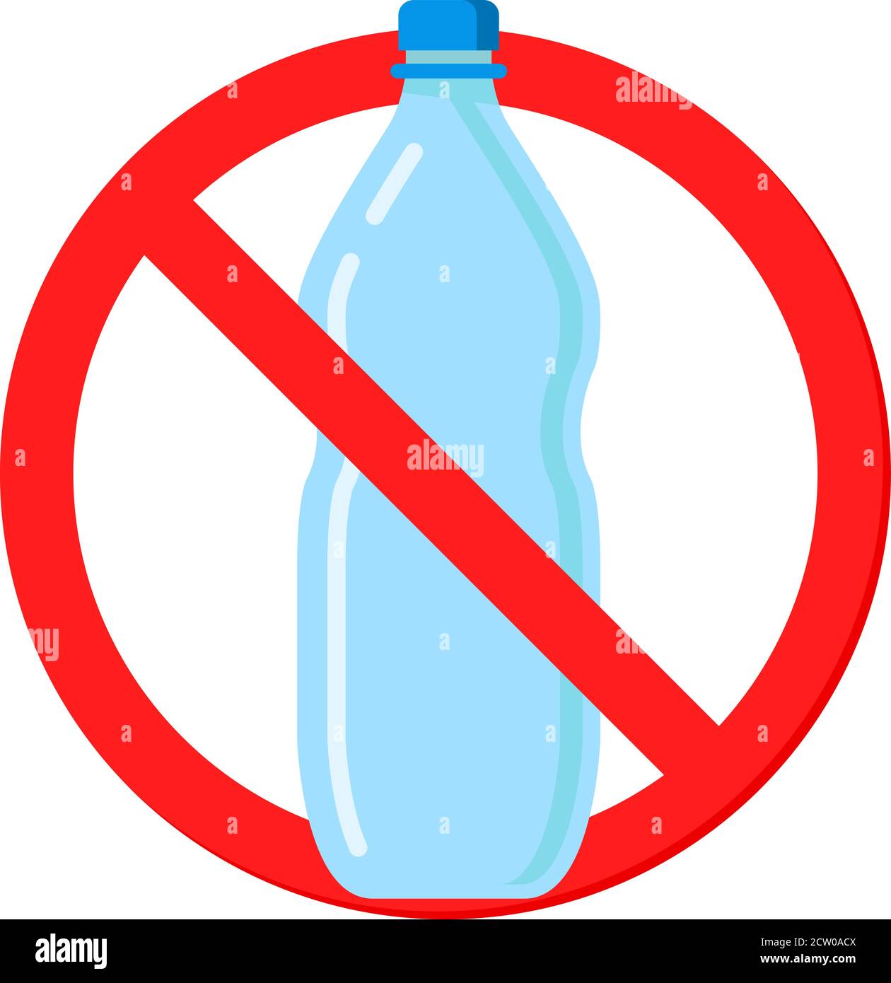 Plastic bottle ban icon.No littering warning sign Stock Vector Image