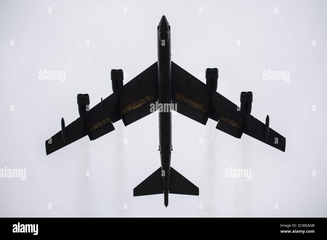 A B-52H Stratofortress takes off from Barksdale Air Force Base, La., as part of a readiness exercise Sept. 25, 2020. The 2nd Bomb Wing conducts exercises to ensure the ability to present uncompromising combat capacity. (U.S. Air Force photo by Airman 1st Class Jacob B. Wrightsman) Stock Photo