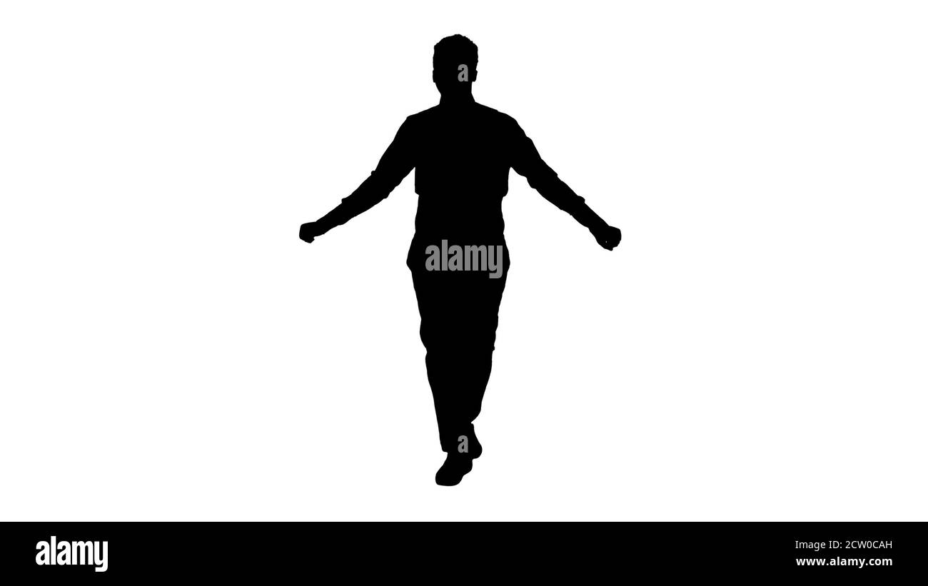 Silhouette African American businessman in glasses and tie danci Stock Photo