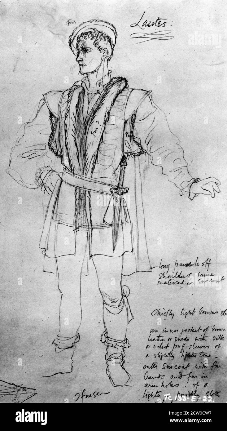 Costume Design by ROGER FURSE for TERENCE MORGAN as Laertes in HAMLET 1948  director LAURENCE OLIVIER play William Shakespeare music William Walton Two  Cities Films / General Film Distributors (GFD Stock Photo - Alamy
