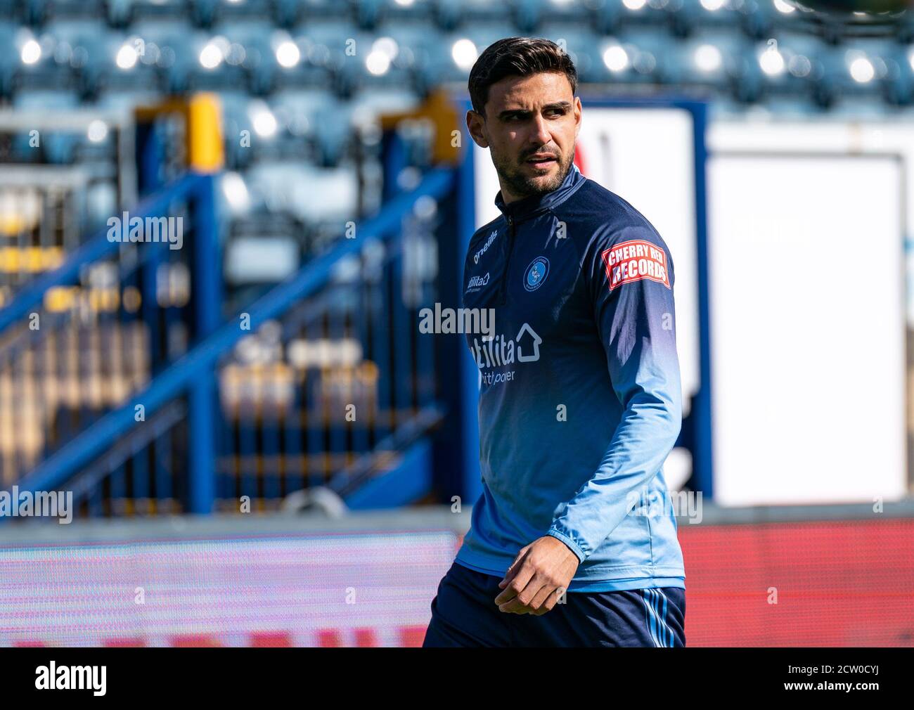 High Wycombe, UK. 26th Sep, 2020. Ryan Tafazolli of Wycombe Wanderers during the Sky Bet Championship match between Wycombe Wanderers and Swansea City at Adams Park, High Wycombe, England on 26 September 2020. Photo by Liam McAvoy. Credit: PRiME Media Images/Alamy Live News Stock Photo