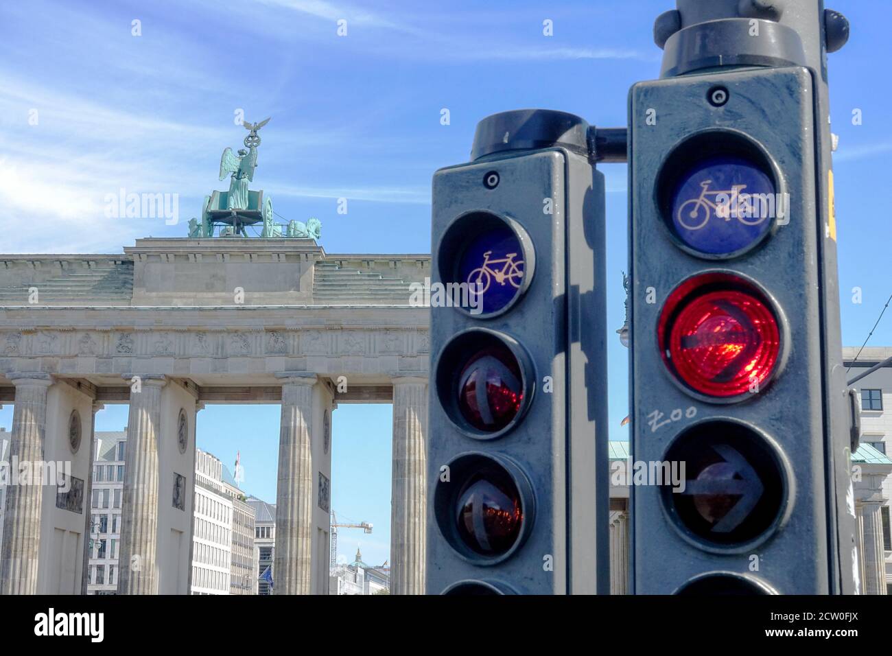 Berlin Traffic lights at Brandenburg Gate City lights Germany Berlin
