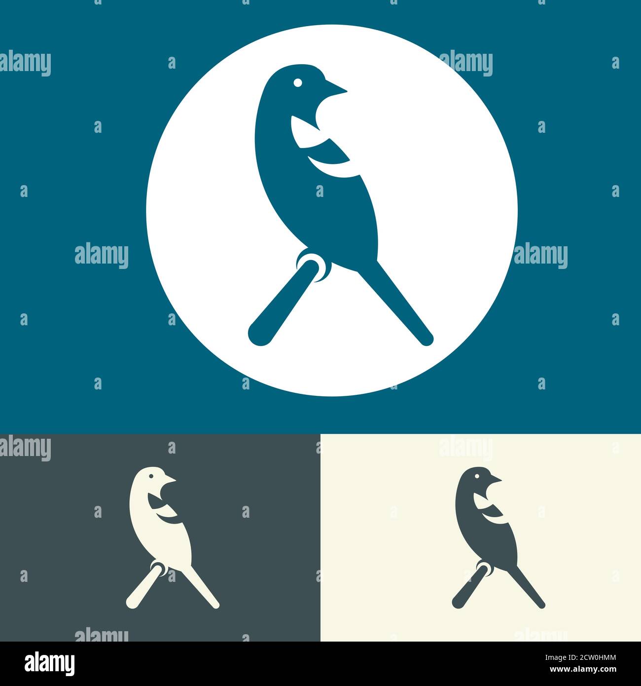 Bird logo animal minimalist vector design. Fauna brand identity sign. Stock Vector