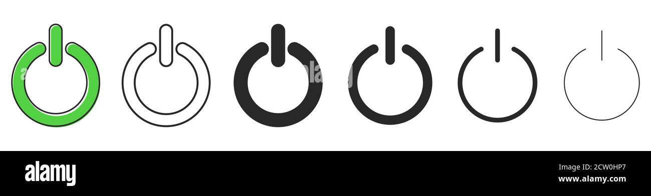 Off and On buttons. Set of start power buttons. Vector illustration. Power icons in flat design Stock Vector