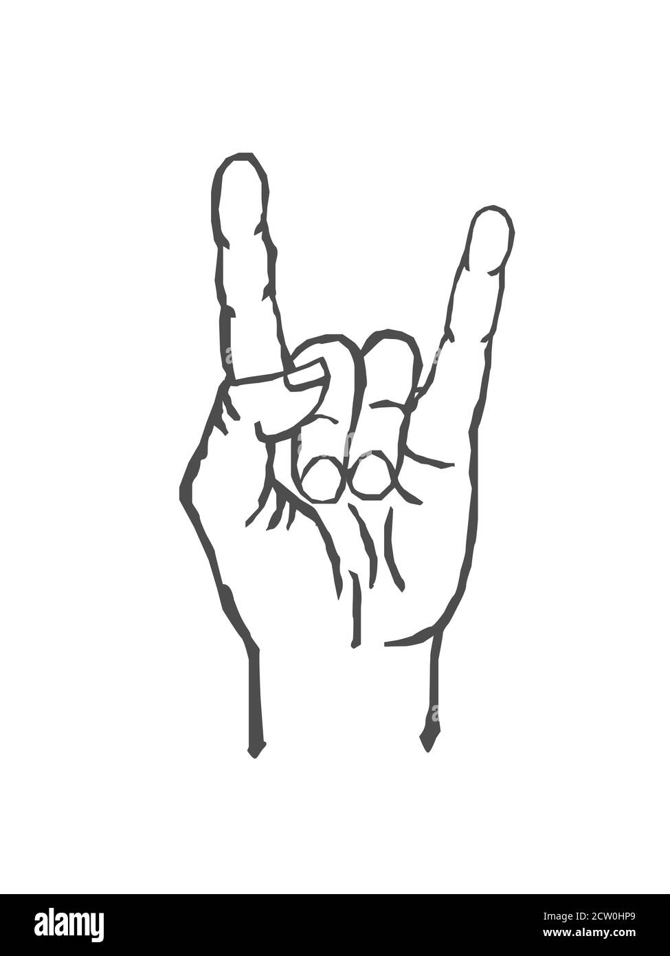 Rock n roll hand sign vector illustration. Sign of horns heavy metal music symbol. Stock Vector