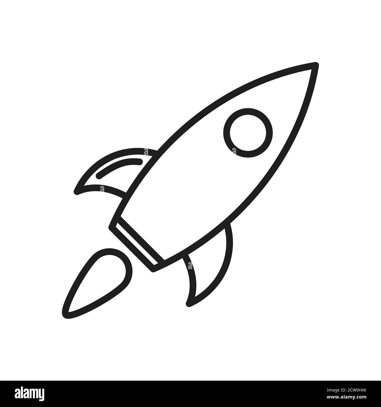 Rocket icon isolated. Vector illustration. Linear rocket icon in flat design Stock Vector