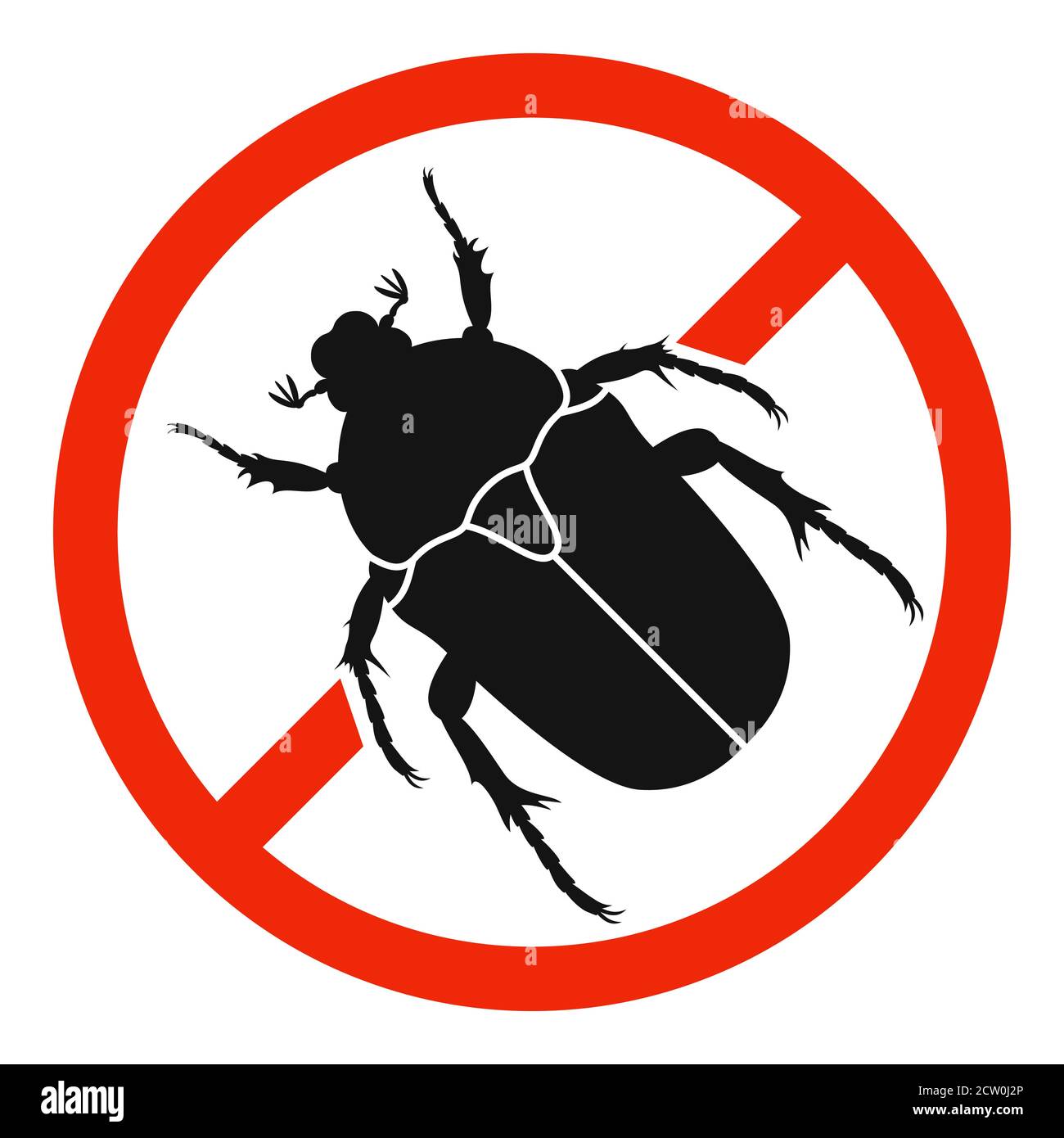 The Chafer with red ban sign. STOP chafer beetle sign isolated. Forbid ...