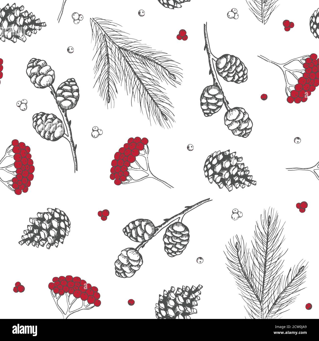 Seamless pattern with Christmas Tree Decorations hand drawn art design ...